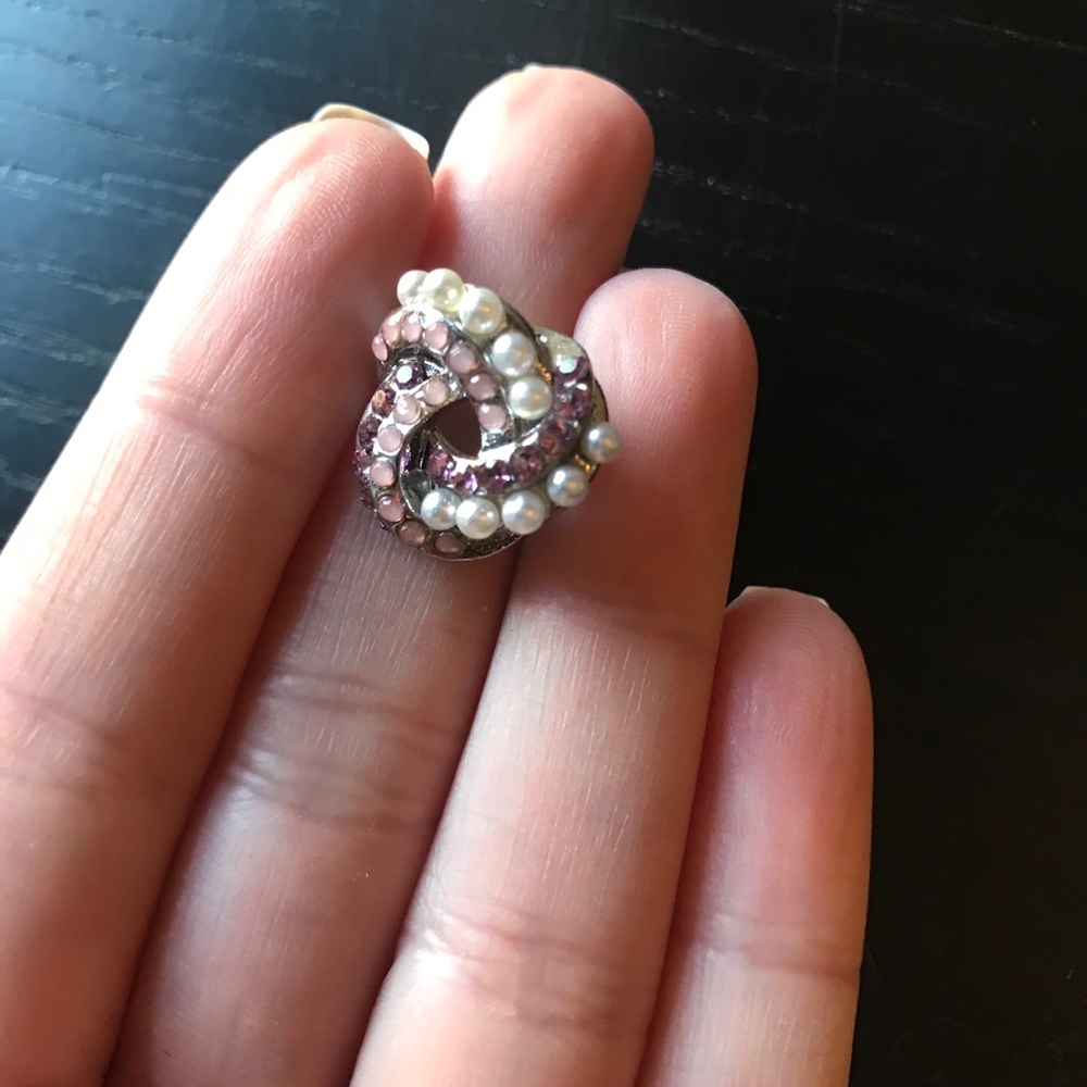 Pink crystal and pearl earings